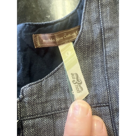 Matilda Jane Girls Denim Dress Sz 6 School Uniform You & Me Study Hall Dress VTG - Picture 2 of 6